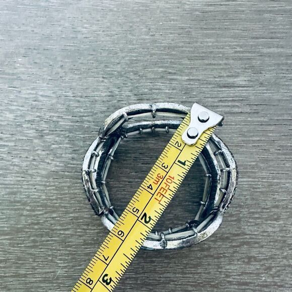 Turquoise Silver Hearts Stretch Cuff Bracelet - Picture 5 of 5